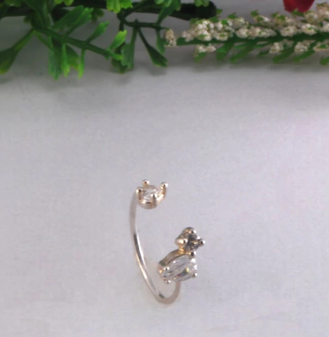 ANEL ARO ABERTO C/ ZIRC GOTA/REDONDA/CORACAO CRIST TAM. 16