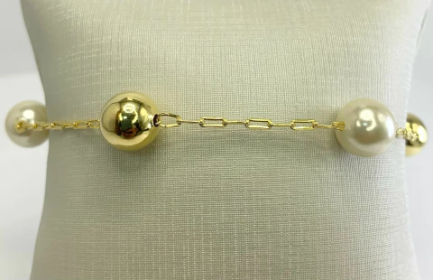 PULSEIRA BOLA COM PEROLA