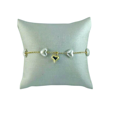 PULSEIRA CORACOES PEROLAS+ 1 CORACAO LISO TAM. UNICO