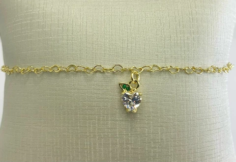 PULSEIRA INFANTIL MALHA DE CORACAOZINHO C/ MACA CRISTAL TAM. UNICO