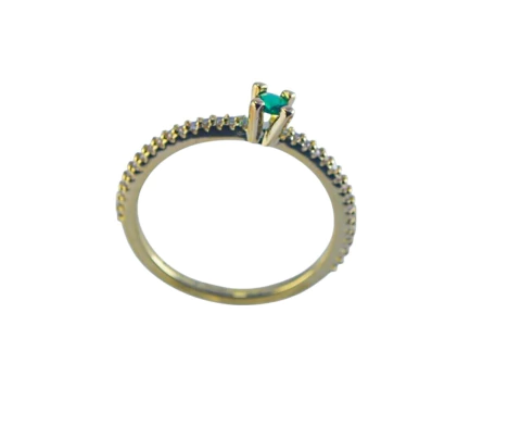 ANEL FLH. SOLITARIO ZIRC. DIVER. CORES CRAVEJADO LATERAL AZ.