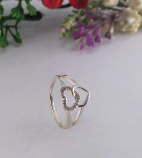 ANEL 2 FIOS CORACAO DUPLO CRAVEJADO/LISO - TAM. 21