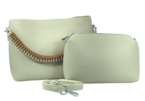 BOLSA P ALCA TRANCADA 2 CORES BEGE