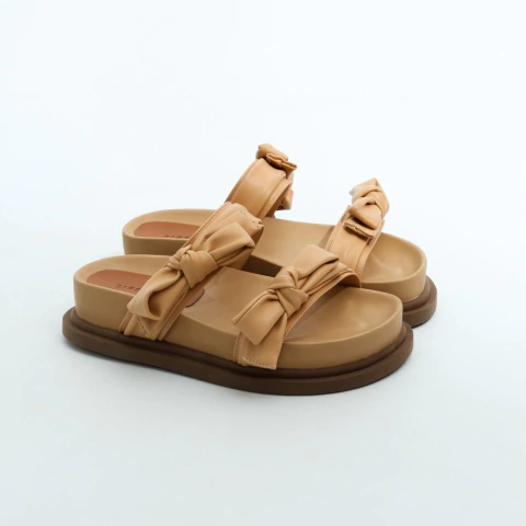 Rasteira Papete Lisandra Creme Laços - comprar online