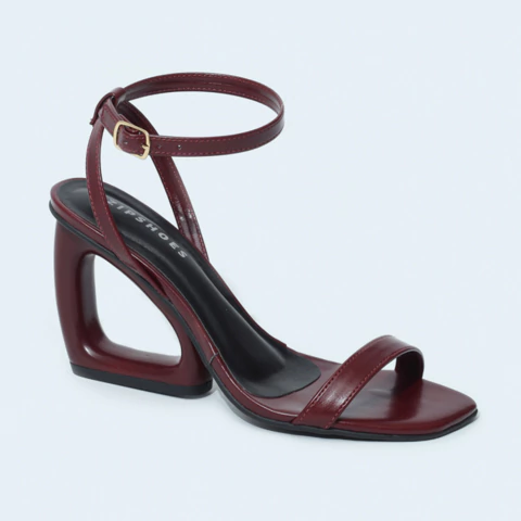 Sandália Nayla Marsala Salto Geométrico - comprar online