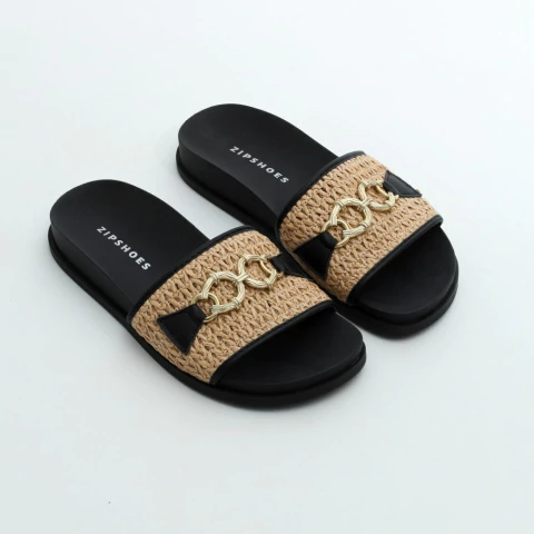 Rasteira Palha Anne Black