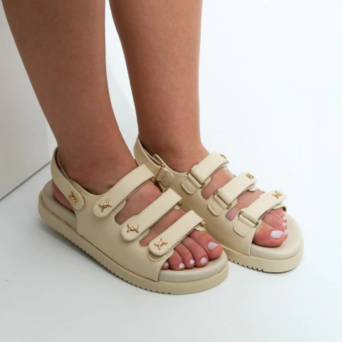 Sandália Papete Virginia Creme