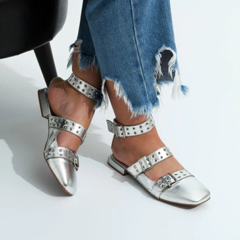 Sapatilha Juce Prata Couro - comprar online