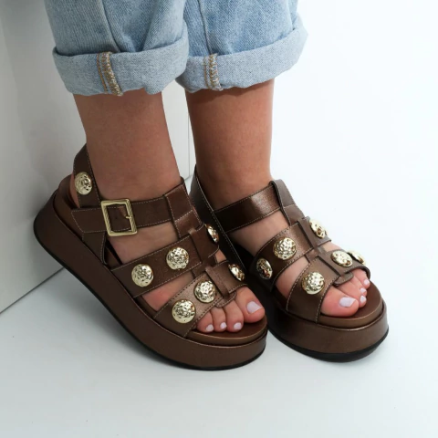 Sandália Papete Berenice Bronze - comprar online