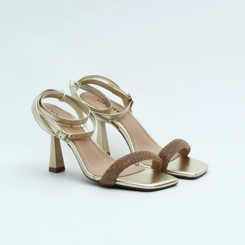 Sandália Bella Dourada Strass - comprar online