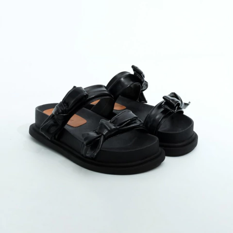 Rasteira Papete Lisandra Black Laços - comprar online