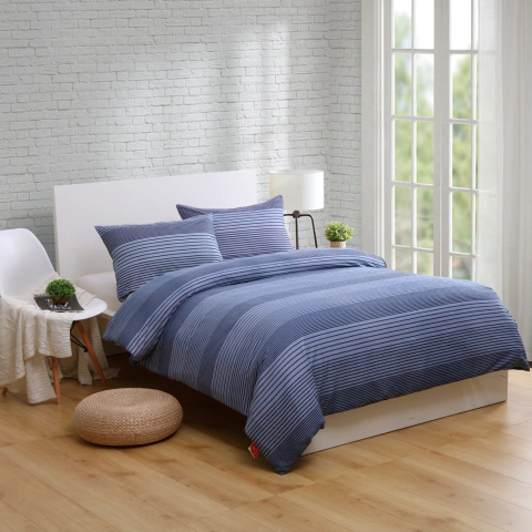 Funda Nórdica King Para Acolchado Rayada Con Funda de Almohada Dark Blue - comprar online