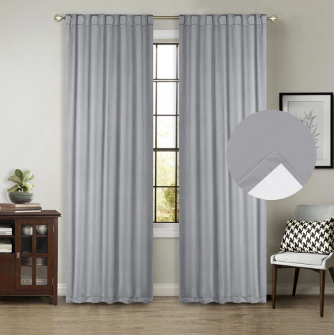 Cortina 100% Blackout 2 Paños Con Presillas 137x220 Gris Claro - comprar online
