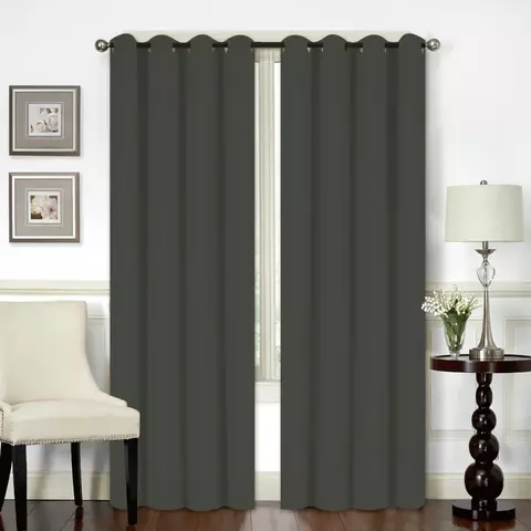 Cortina Blackout de Tela 2 Paños Con Argollas 137x220 Gris Oscuro - comprar online