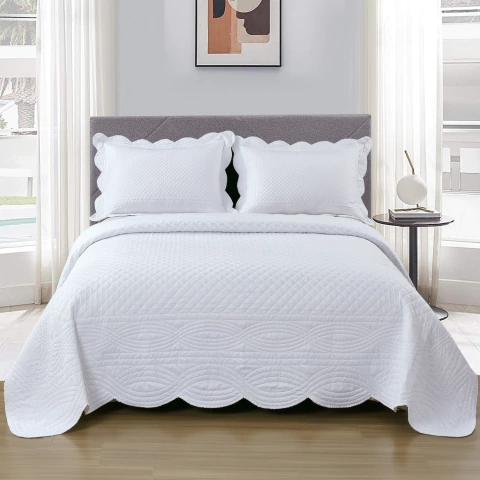 Cubrecama King Capri Con Fundas de Almohada Blanco - comprar online