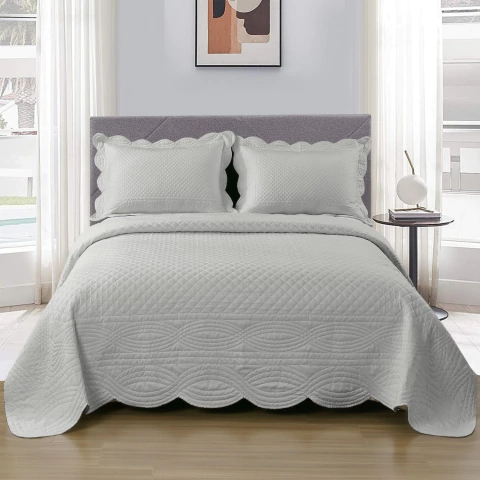 Cubrecama Twin Capri Con Funda de Almohada Gris Claro - comprar online