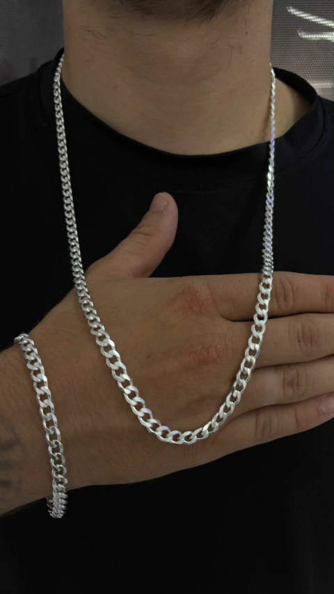 2 Kits de Correntes em Prata Italiana – Modelo 7mm / 70cm – B2B Pratas