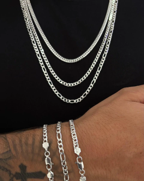 3 Kits de Correntes em Prata Italiana – Modelo 4mm / 70cm – B2B Pratas