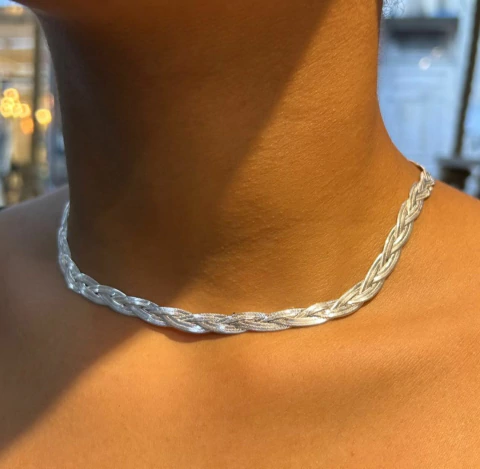 Colar 3 Fios em Prata Italiana