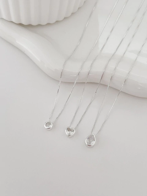 Colares Ponto, Coração e Pingo de Luz – Prata Italiana