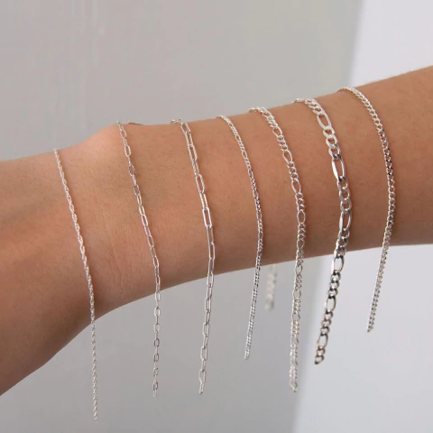 Kit com 4 Pulseiras Masculinas 2mm – Prata Italiana