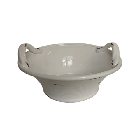 Centro de Mesa Cerâmico Imperial 35x33x16cm – Design Esculpido com Alças Integradas e Textura Suave - 14A205