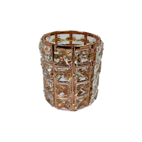 Vaso Decorativo em Ferro com Cristais Facetados - 16462-14