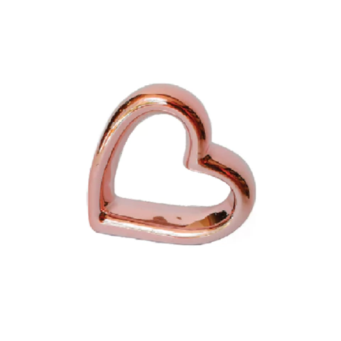 Anel para Guardanapo em Cerâmica – Decorativo com Coração Vazado em Dourado ou Rosa - 2072 II