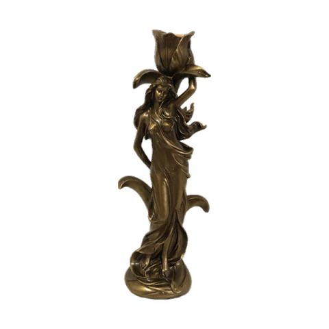 Estatueta de Mulher com Rosa em Resina - 53139GT
