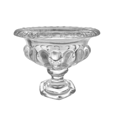 Castiçal de Vidro com Borda Ondulada e Base Facetada – 13 cm - 691-7