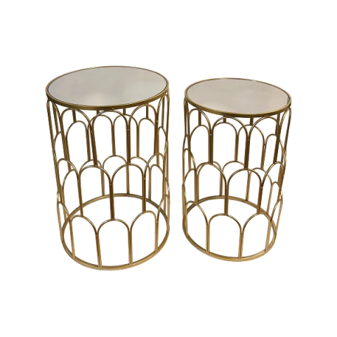 Kit de Mesinhas Decorativas Douradas em Metal - 70503