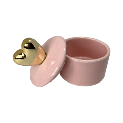 Porta-joia Decorativo de Cerâmica – Design Compacto com Detalhe Dourado - 7131-32