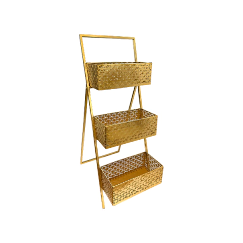 Fruteira de Metal Dourado com 3 Cestos - 71329