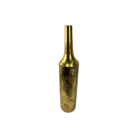 Vaso Decorativo em Latão Dourado com Relevo de Folhas – 71615