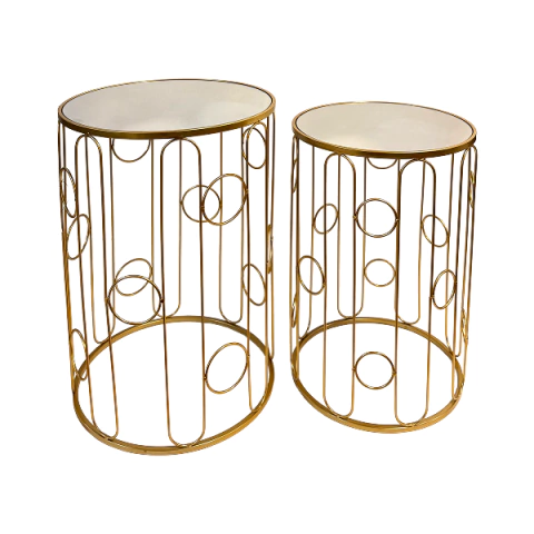Kit de Mesinhas Decorativas Douradas em Metal - 71674