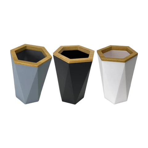 Copo Organizador com Design Geométrico e Borda de Bambu - 8228 II