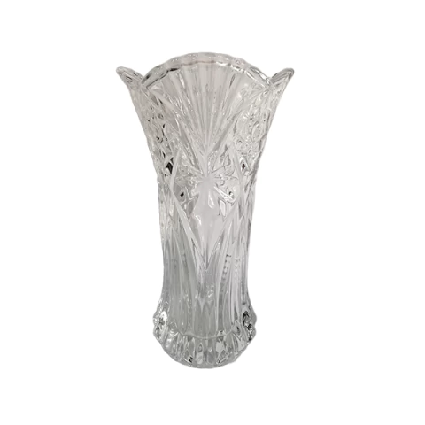 Vaso Decorativo de Vidro com Relevo Estrela e Borda Ondulada – 30 cm - HP0530