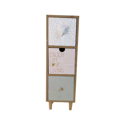 Mini Gaveteiro em Madeira – Organizador Vertical com 4 Gavetas Decorativas - HSG-2850