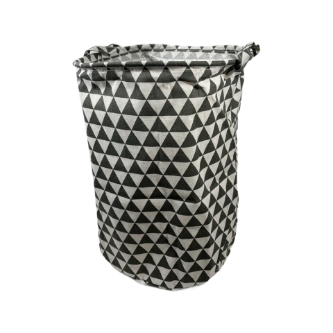 Cesto de roupas revestido cilíndrico com estampa geométrica - LY9A064-PC