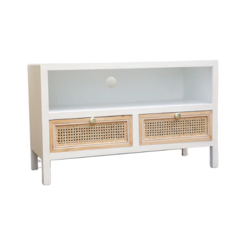 Rack com 2 Gavetas em Palha Natural e Prateleira - T23649