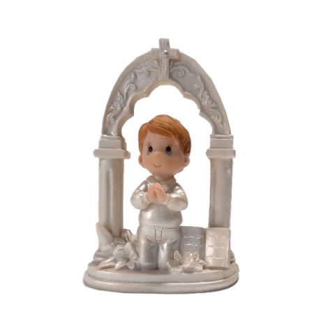 Adorno para Lembrancinha de Batizado em Resina – Opções Menino ou Menina em Oração com Arco Decorativo - ZY16775W