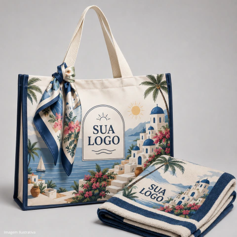 Kit Elegance Bolsa com Lenço e Toalha Atacado (mín. 30 unidades)