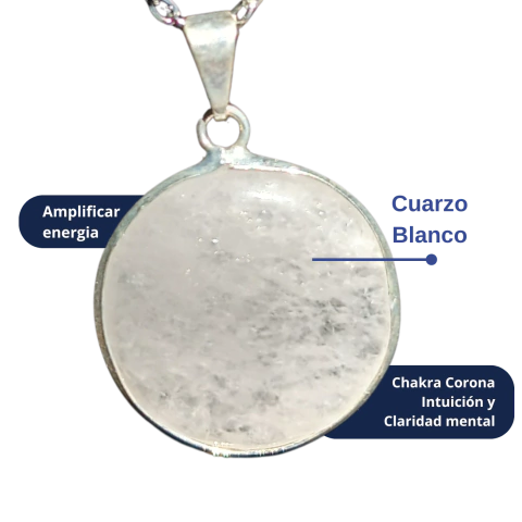 Dije Ficha con Virola Cuarzo Blanco 22mm - comprar online