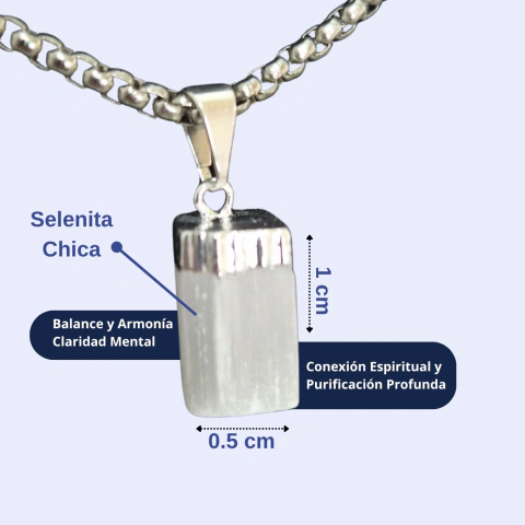 Dije Selenita con baño electro plata - Orgonitos® | Orgonitas Energéticas