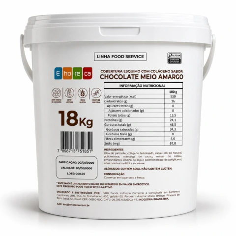 Cobertura Esquimó com Colágeno Meio Amargo 1UNx18Kg