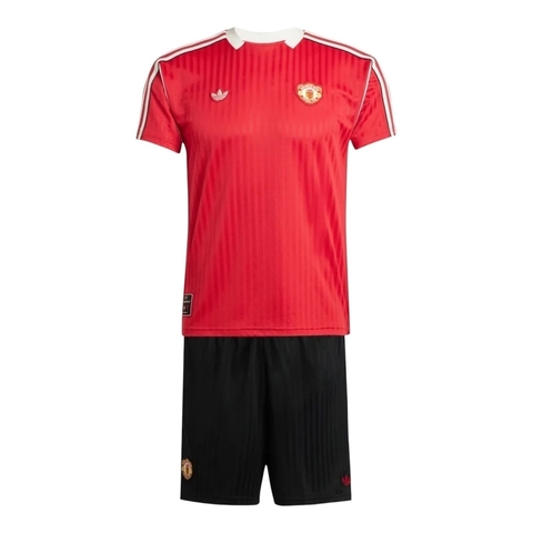 Kit Infantil Manchester United Icon 25/26 - Adidas - Vermelho e preto