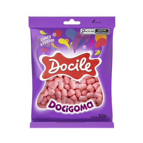 BALA DE GOMA DOCILE MINI SINO ROSA 500G