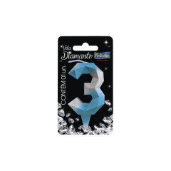 VELA DIAMANTE AZ/PRATEADA N.3 FESTCOLOR