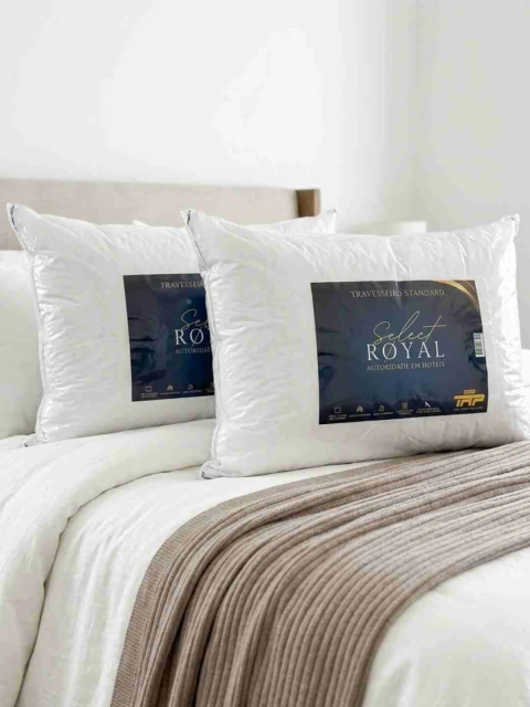 Kit 2 Travesseiros de Hotel Select Royal 50x70cm Toque de Plumas – Macio, Antialérgico e Ajustável