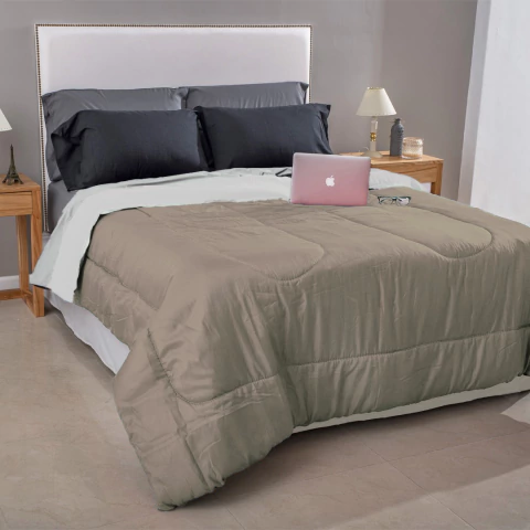 Acolchado 2 Plazas Y 1/2 Diseño Liso Reversible Premium